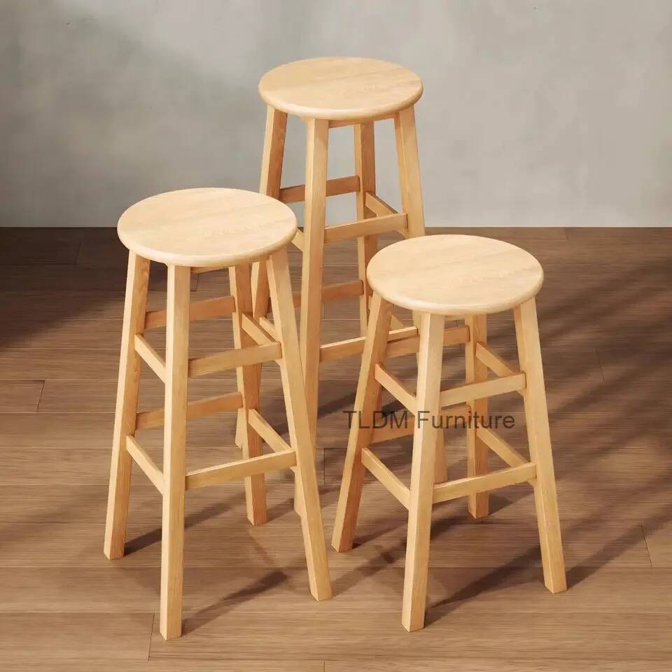 Woodworking Desk Chair - Eenvoudige barkruk Massief houten krukken Bar