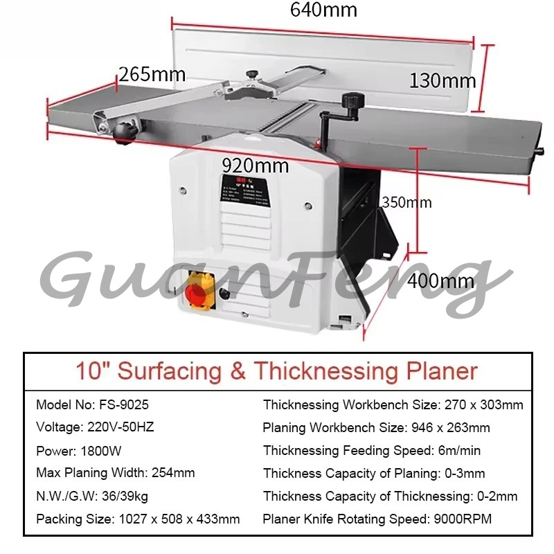 10 inch krachtige multifunctio - Woodworking Thicknesser recensie en prijs
